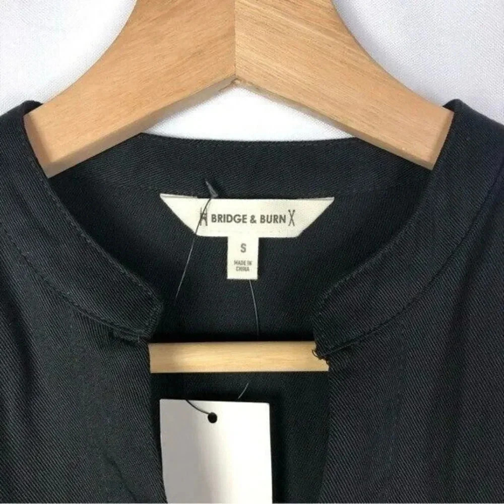Bridge & Burn Black Split Neck Long Sleeve Midi Dress S — image 4 of 5
